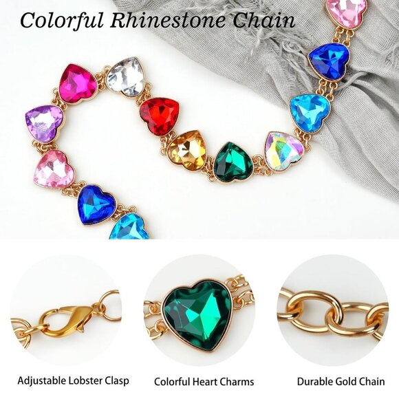 Women\'s Gold Rainbow Rhinestone Waist Chain Belt Y2K Festival Chain Belt Dresses main image 4